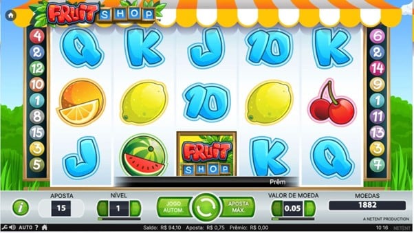 Tela inicial do jogo de Fruit Shop